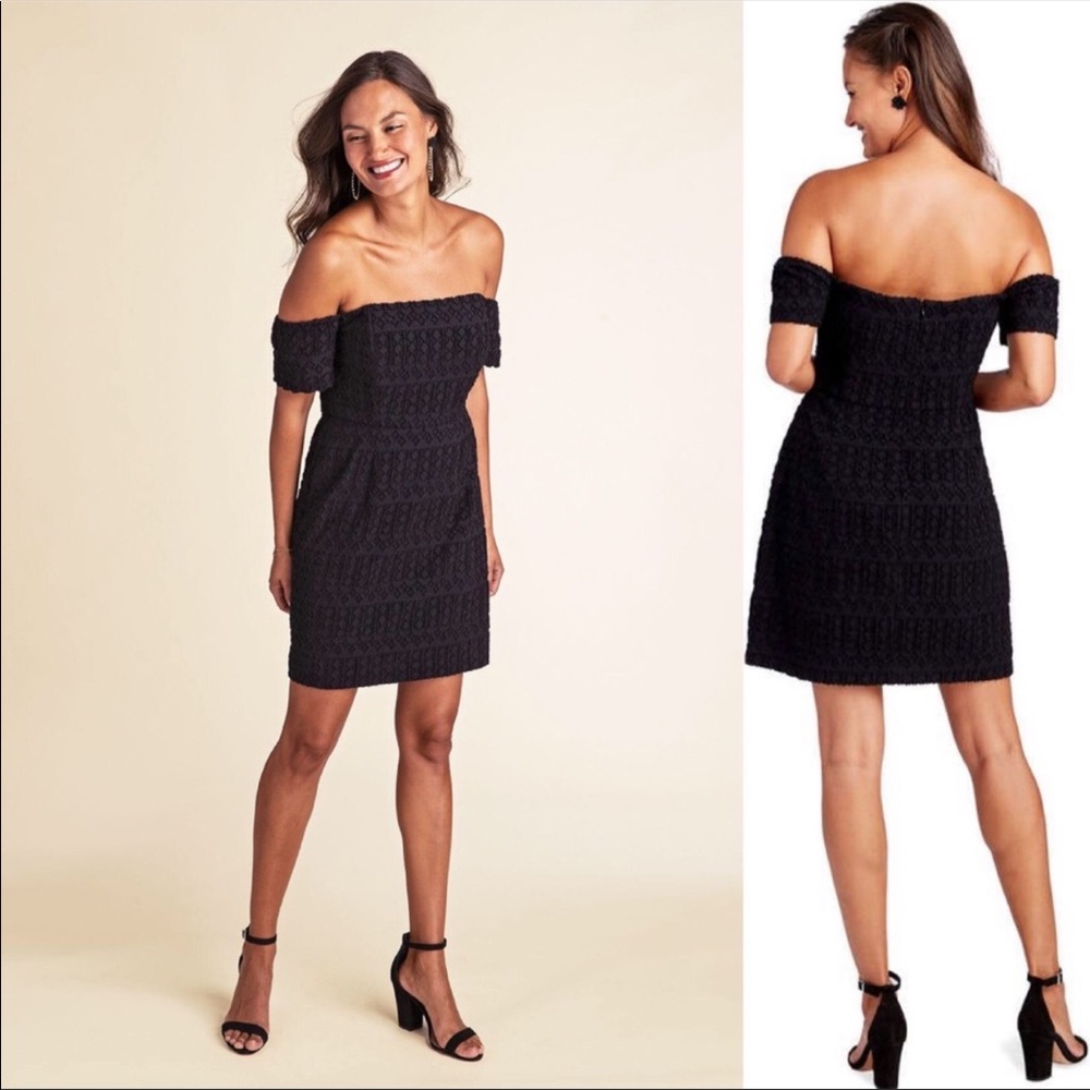 Vineyard Vines jacquard eyelet black dress